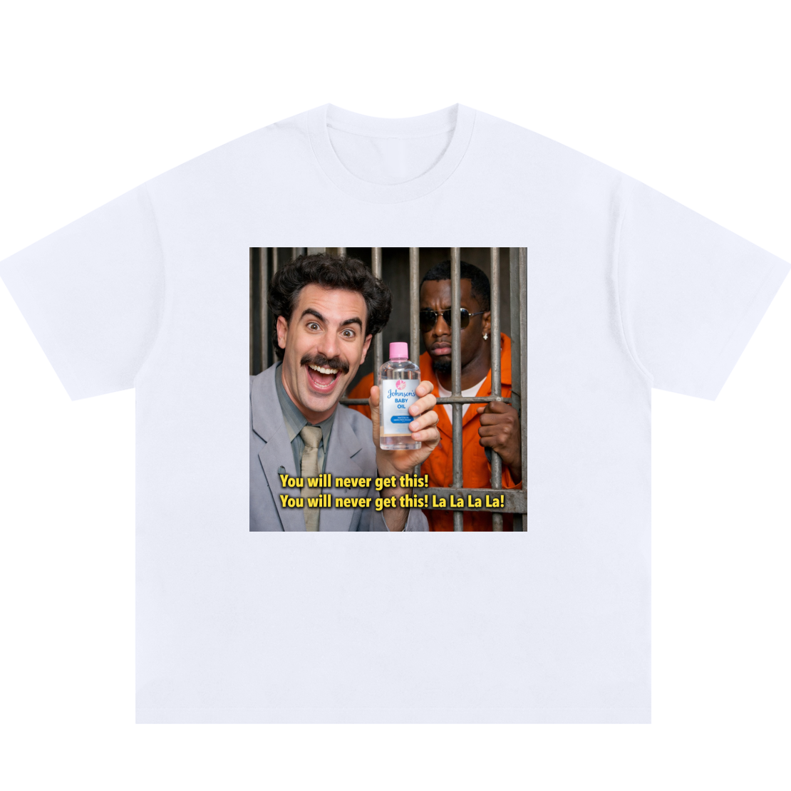 Borat Funny Baby Oil Cotton T-Shirt