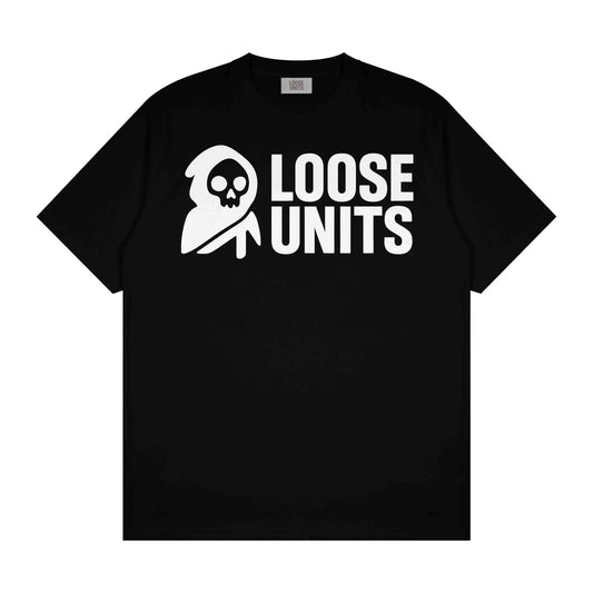 Black t-shirt with 'Loose Units' logo on a white background
